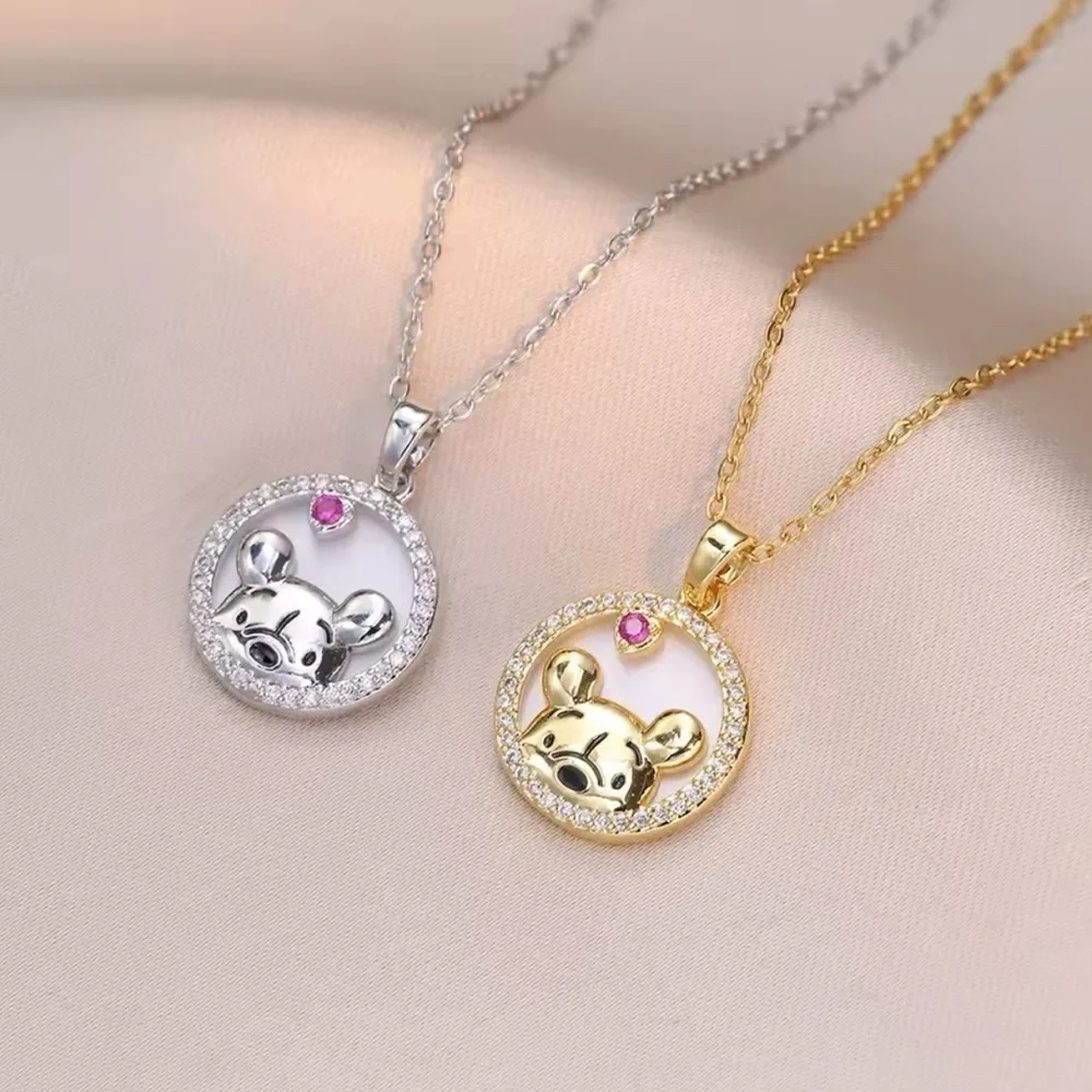 14K Gold Disney Winnie The Pooh “Peek A Boo Pooh” Necklace With Diamond Accent